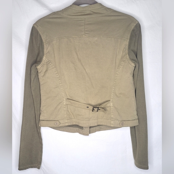 Thread & Supply Olive Moto Jacket Size Small Comfortable Knit Full-Zip Lined - Picture 2 of 4